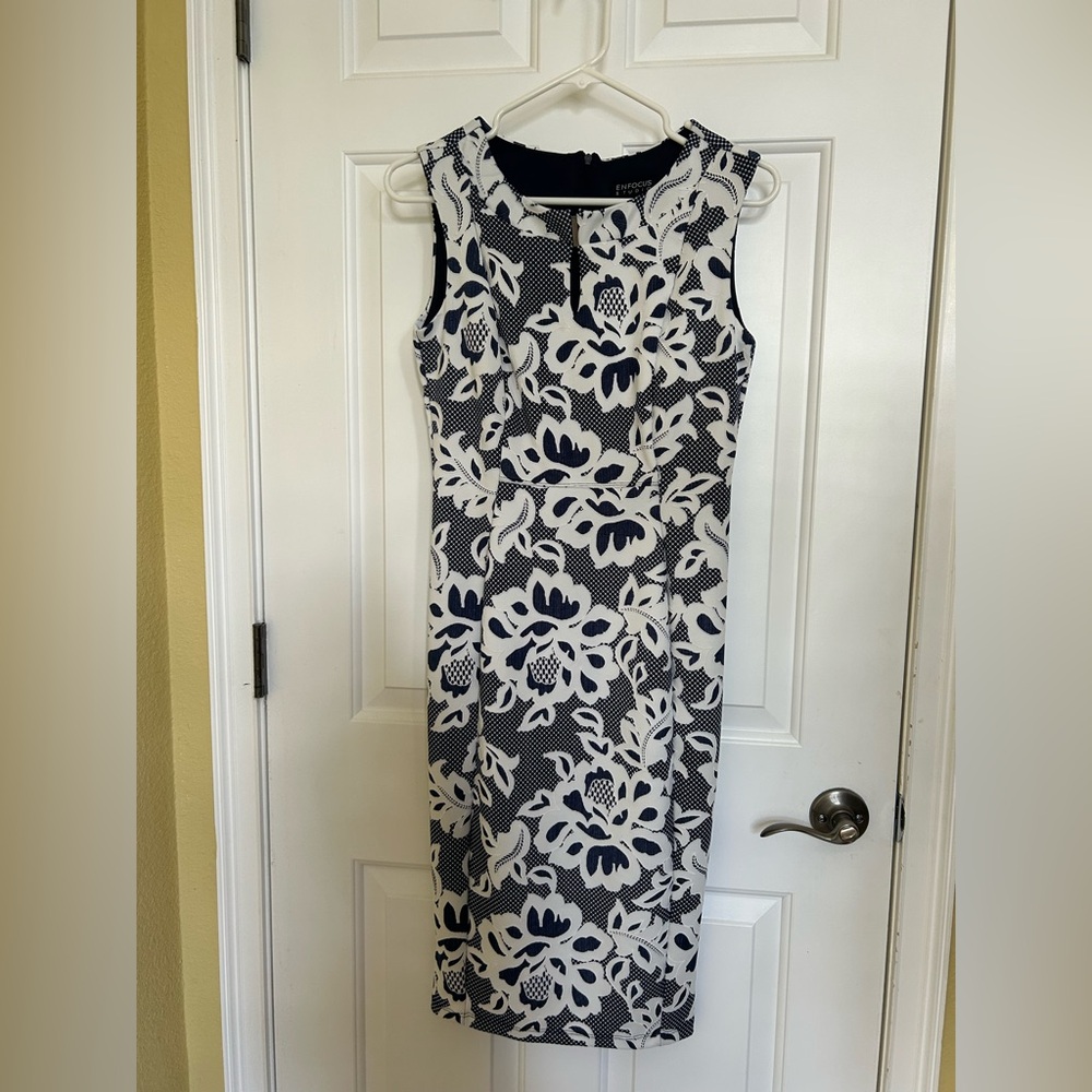 Enfocus Studio Black and White Floral Midi Dress